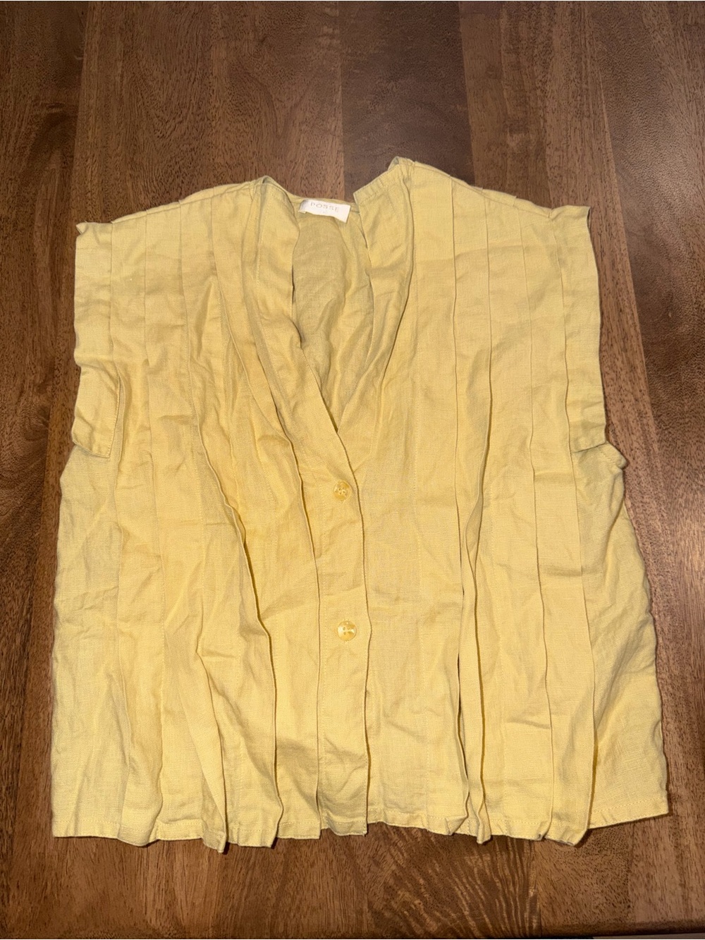 Posse linen Yellow Sleeveless Button-Front Top